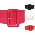 thumbnail image 1 of Women's Red Elastic Belt with Down Jacket Closing Waist Seal Wide Belt Brown Black, 1 of 3
