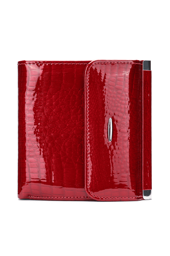 Women’s Red Genuine Leather RFID Blocking Bifold Wallet Clutch Purse with Card Slots, Bill Compartments, Photo Holder & 2 SD Card Holders