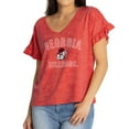 thumbnail image 1 of Women's Red Georgia Bulldogs Daisy Ruffle Sleeve V-Neck T-Shirt, 1 of 2