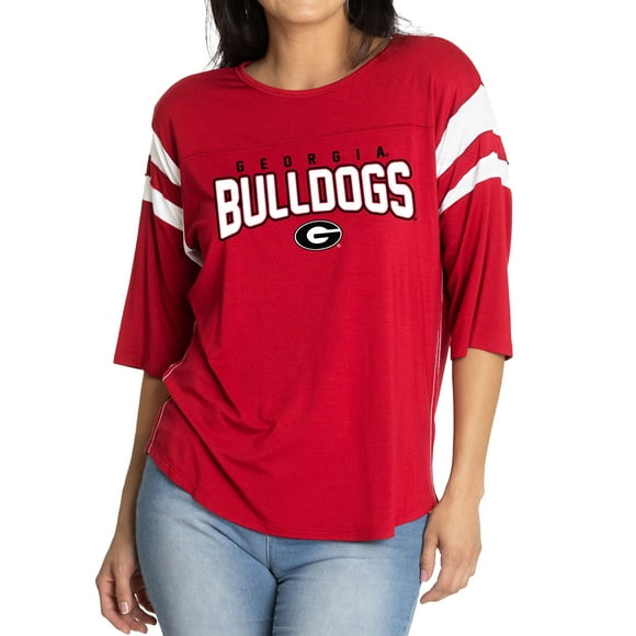 Women's Red Georgia Bulldogs Relaxed Abigail Half-Sleeve T-Shirt