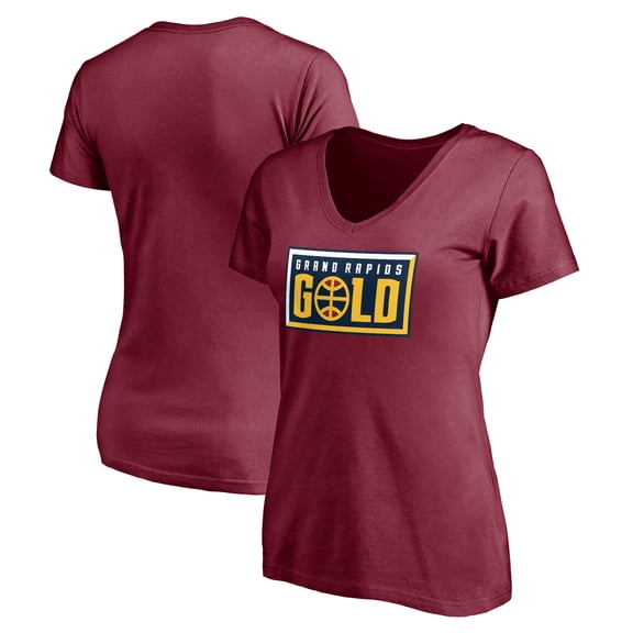 Women's Red Grand Rapids Gold Primary Logo V-Neck T-Shirt