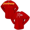 thumbnail image 1 of Women's  Red Kansas City Chiefs Super Bowl LVIII Champions Lace-Up Long Sleeve Jersey T-Shirt, 1 of 3