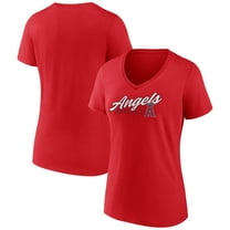 Women's Red Los Angeles Angels One And Only V-Neck T-Shirt