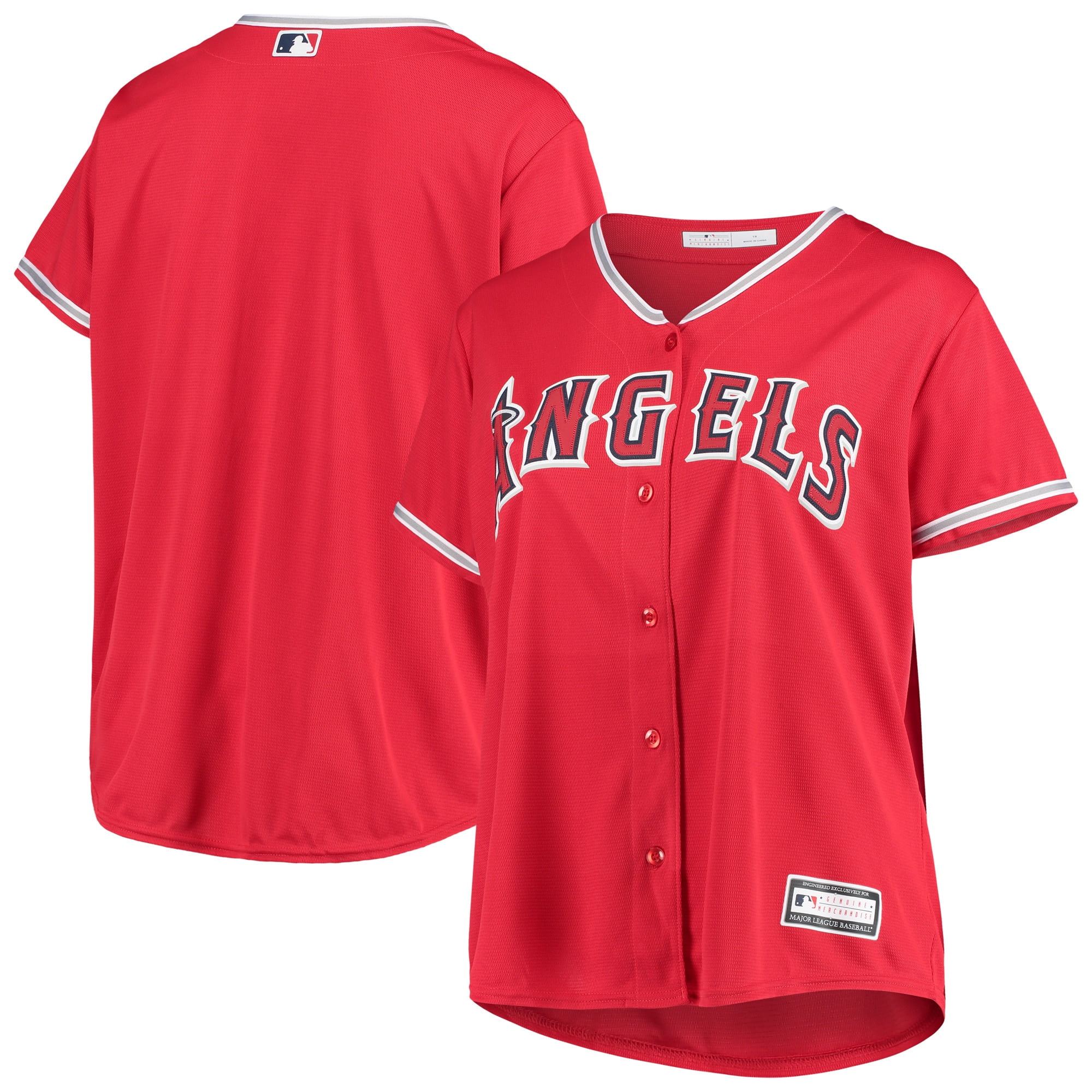 Women's Red Los Angeles Angels Plus Size Alternate Replica Team Jersey 