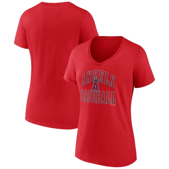 Women's Red Los Angeles Angels Victory Script V-Neck T-Shirt