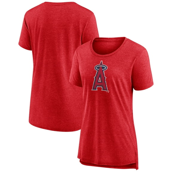 Women's Red Los Angeles Angels Weathered Official Logo Tri-Blend T-Shirt