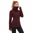 Women's Red Medium Fleece Cowl Neck Running Pullover with Thumb Holes ...