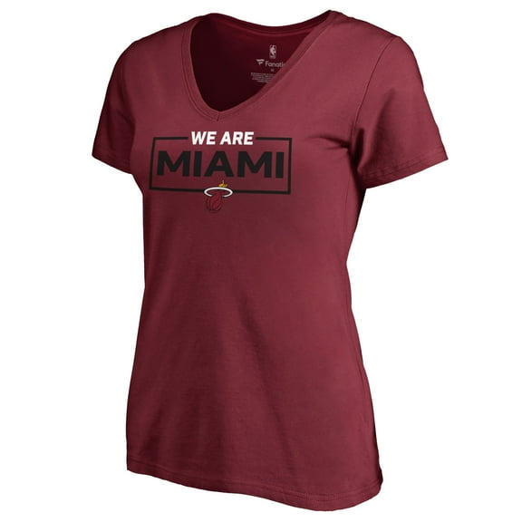 Women's Red Miami Heat We Are Iconic Collection V-Neck T-Shirt