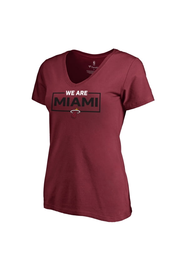 Women's Red Miami Heat We Are Iconic Collection V-Neck T-Shirt