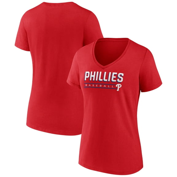 Women's Red Philadelphia Phillies Primary Play V-Neck T-Shirt