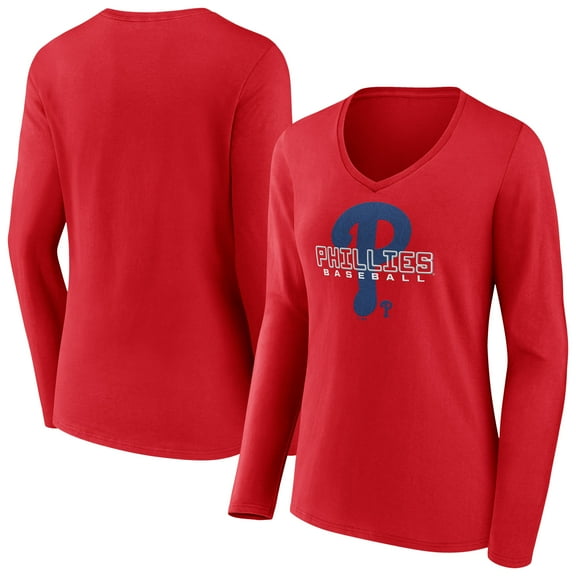 Women's Red Philadelphia Phillies Stellar Long Sleeve V-Neck T-Shirt