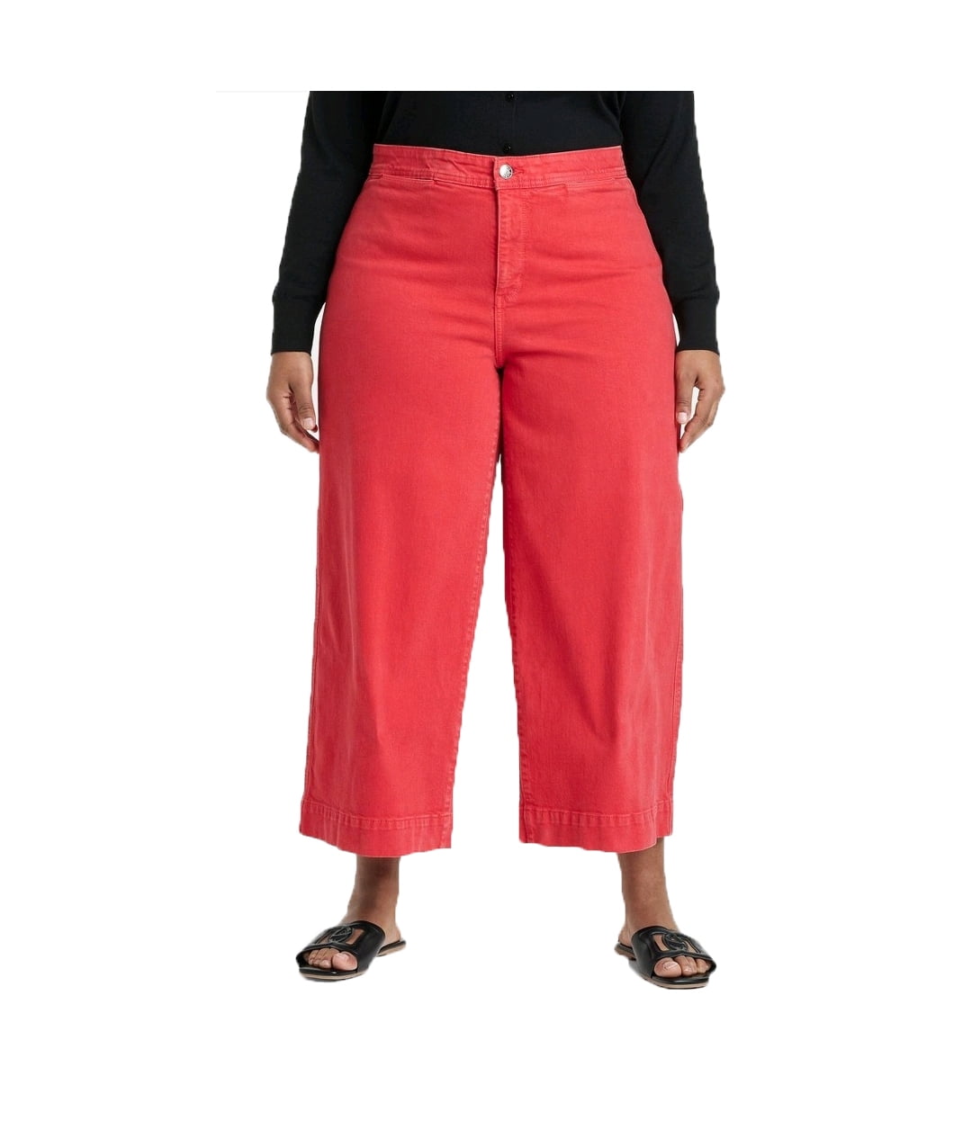 Women's Red Plus Size Smart High-Rise Wide Leg Jeans 17