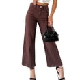 thumbnail image 1 of Women's Red Sandalwood Wide Leg Cropped Jeans – Casual Daily High Waist Denim, 16, 1 of 10