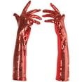 thumbnail image 1 of Women's Red Sequin Gloves Costume Accessory, 1 of 2