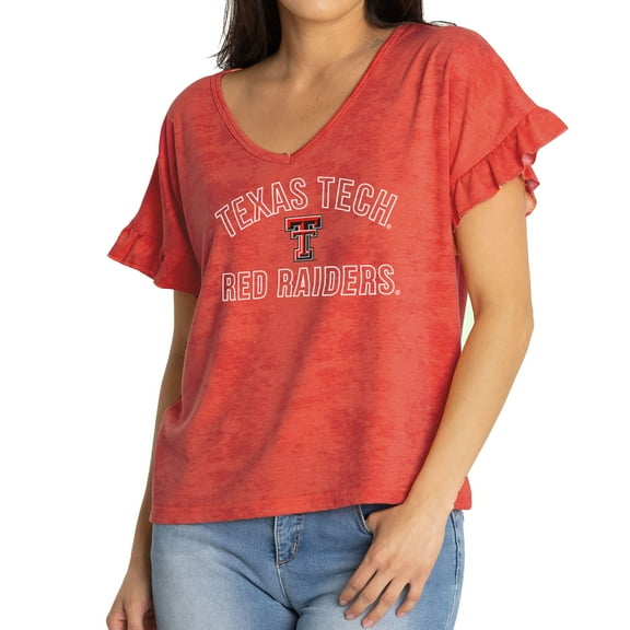 Women's Red Texas Tech Red Raiders Daisy Tri-Blend V-Neck T-Shirt