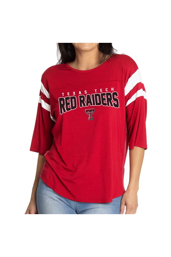 Women's Red Texas Tech Red Raiders Relaxed Abigail Half-Sleeve T-Shirt