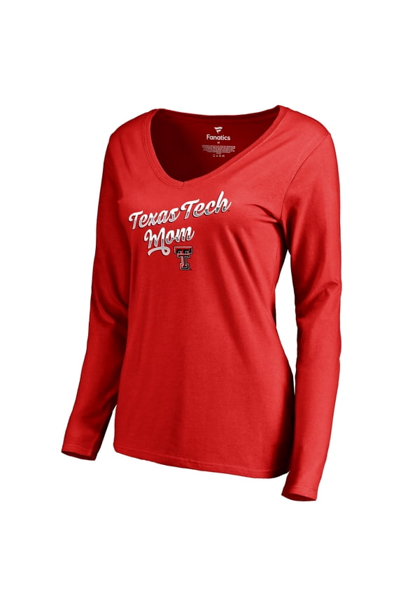 Women's Red Texas Tech Red Raiders Team Mom Long Sleeve T-Shirt