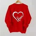 thumbnail image 1 of Women's Red Valentine's Day Sweatshirt with Unique Heart Pattern Soft Loungewear Red L, 1 of 3