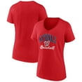 thumbnail image 1 of Women's Red Washington Nationals Victory Script V-Neck T-Shirt, 1 of 3