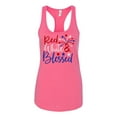 thumbnail image 1 of Women's Red, White, and Blessed Patriotic Fourth of July Independence Day Racerback Tank Top Graphic Tee-Hot Pink-large, 1 of 4