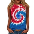 thumbnail image 1 of Women's Red White and Blue Star Print Tank Top Summer Loose Crew Neck Sleeveless Tees Patriotic Independence Day Festival Top Multicolor, 1 of 5