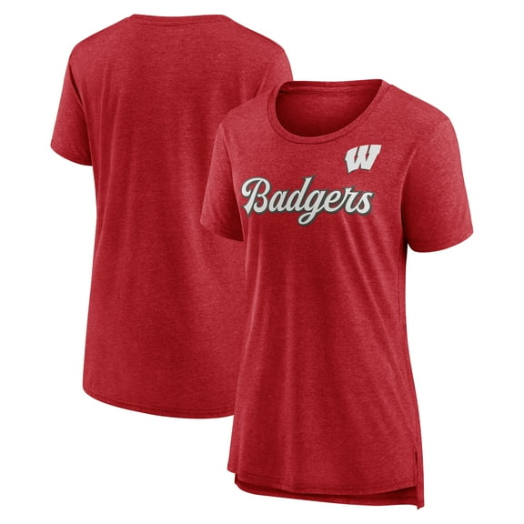 Women's Red Wisconsin Badgers Past Script Tri-Blend T-Shirt