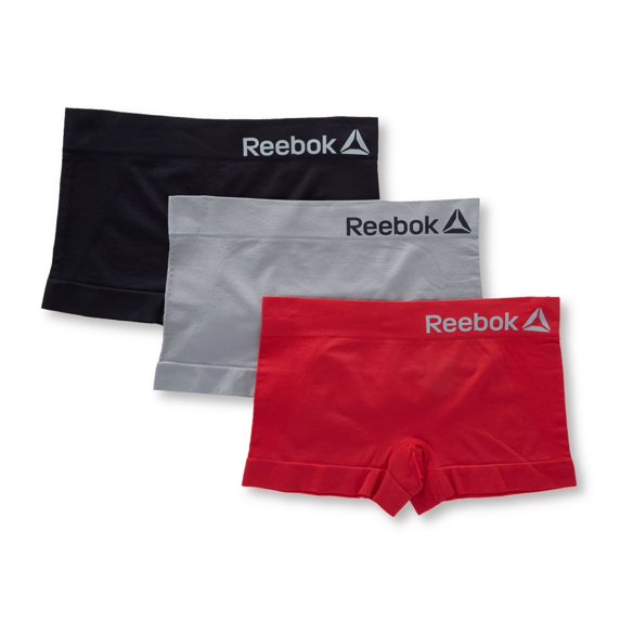 Women's Reebok 183UH04 Seamless Boyshort Panty - 3 Pack (Black/Red/Griffen M)