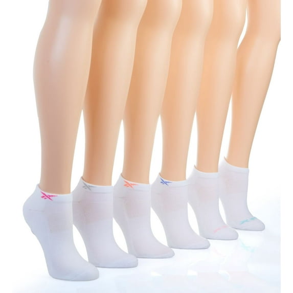 Women's Reebok 203LC01 Logo Low Cut Socks - 6 Pack (White O/S)