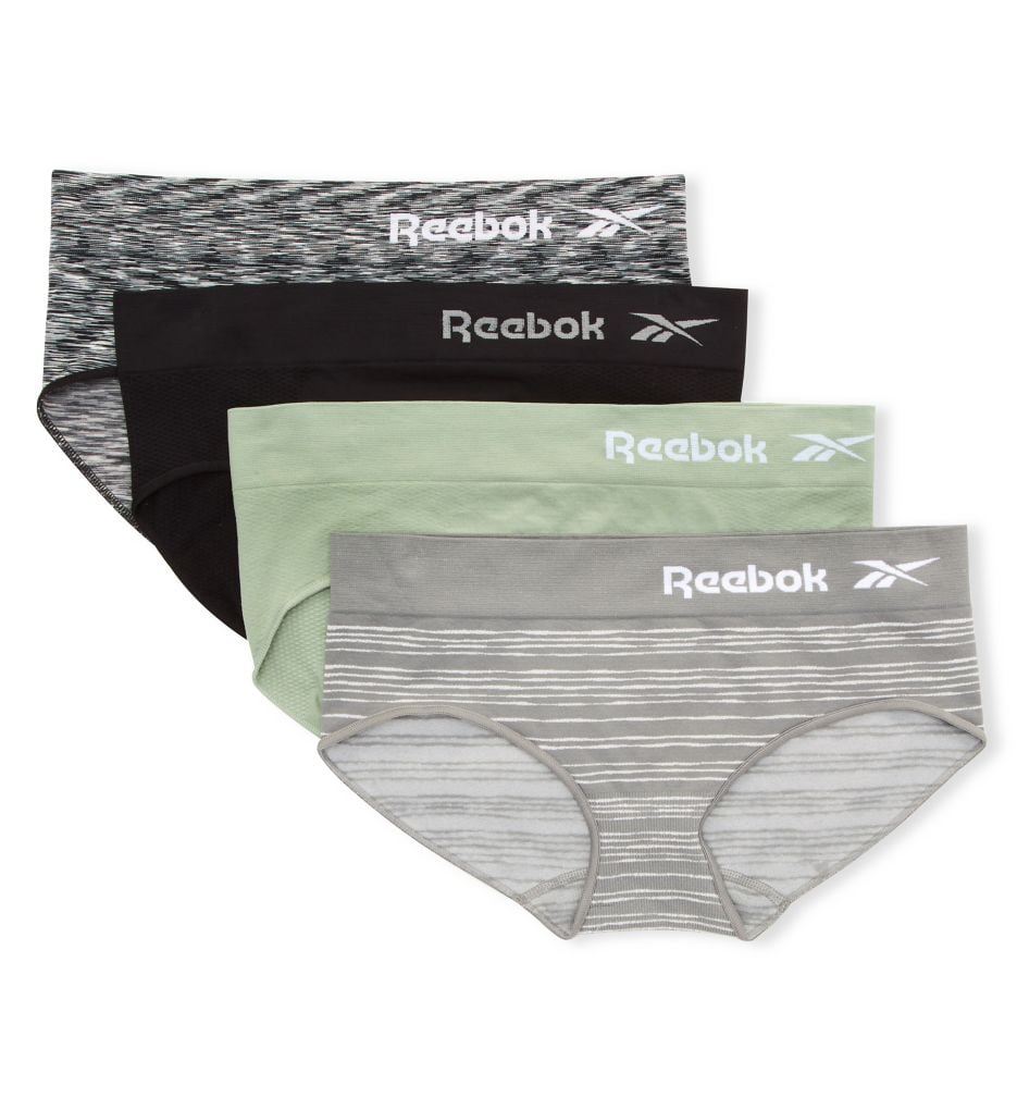 Women's Reebok 31UH106 Seamless Hipster Panty 4 Pack (Grey/Lily/Black/Dye S)