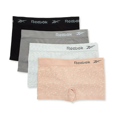 Women's Reebok 31UH107 Seamless Boyshort Panty - 4 Pack (Rose/Grey/Black/Nude L)