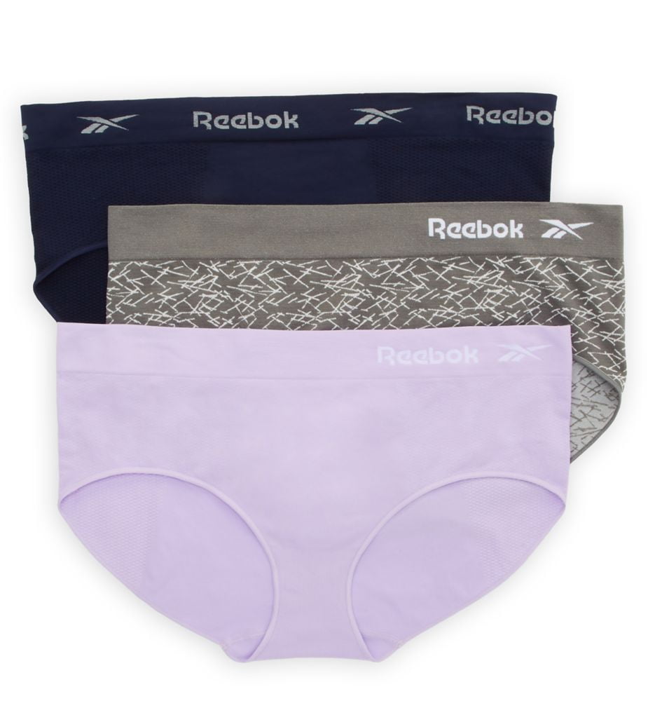Women's Reebok 31UH270 Plus Size Seamless Hipster Panty - 3 Pack  (Grey/Purple/Blue 1X) 