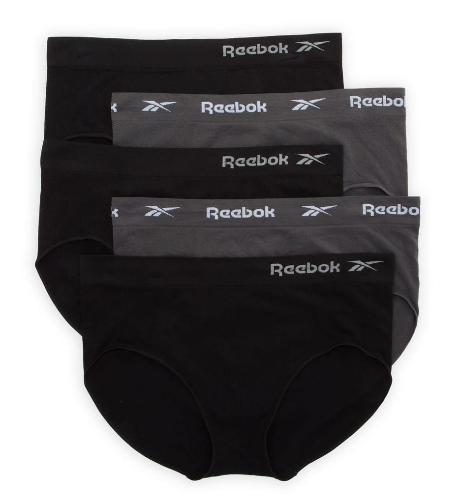 Reebok Women's Underwear - Seamless Briefs Panties (5 Pack),  Black/Grey/Pink, size Small : : Fashion
