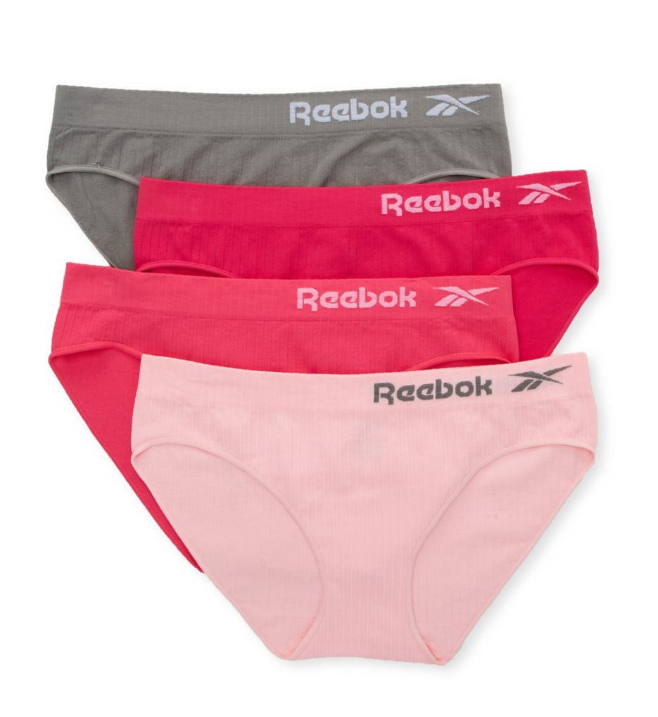 Women's Reebok 33UH297 Seamless Ribbed Bikini Panty 4 Pack (Pink