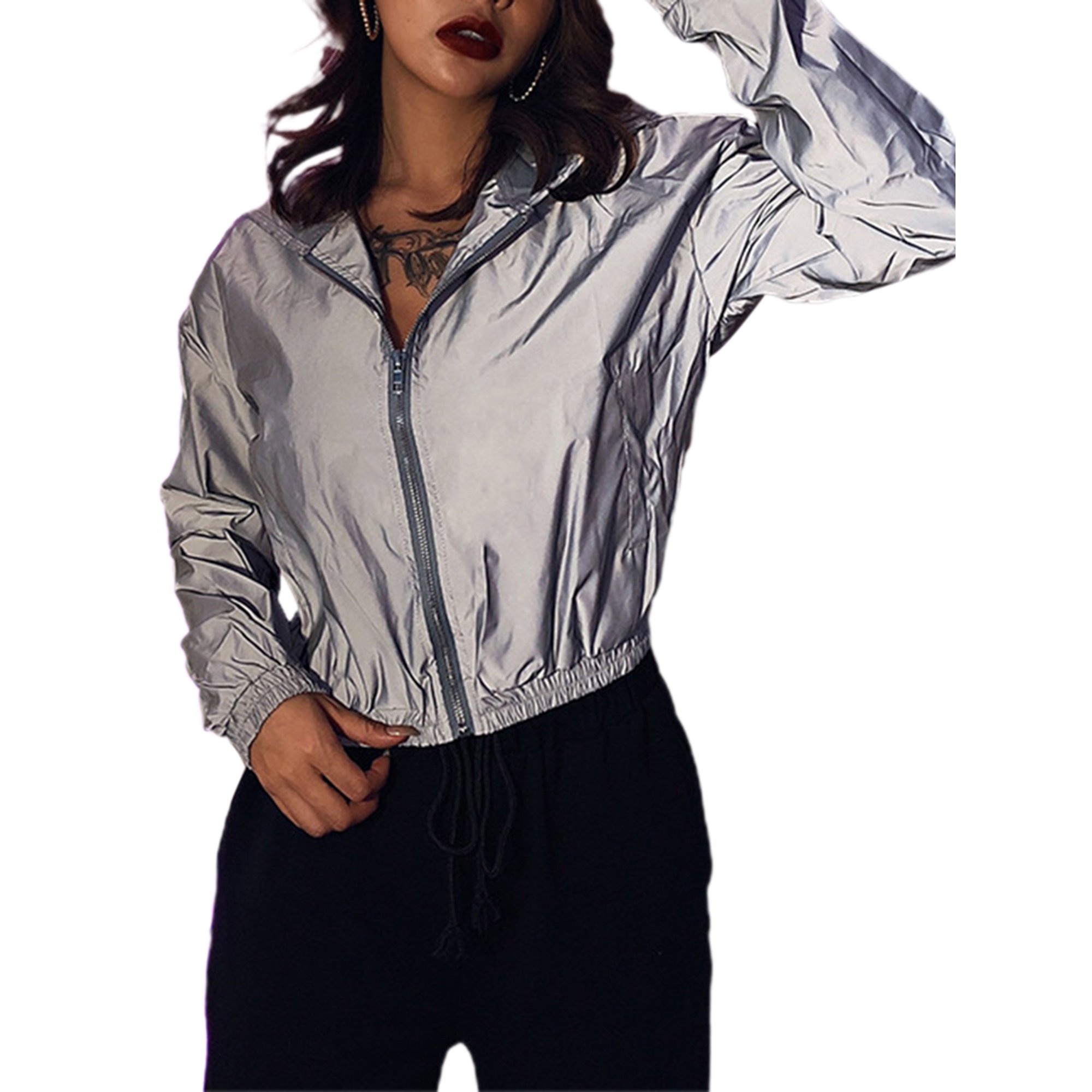 Women's Reflective Hoodie Night Reflective Jacket for Women Zip Up Wind  Breaker for Travel Hiking Sporting - Walmart.com