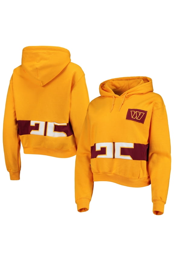 Women's Refried Apparel Gold Washington Commanders Cropped Pullover Hoodie