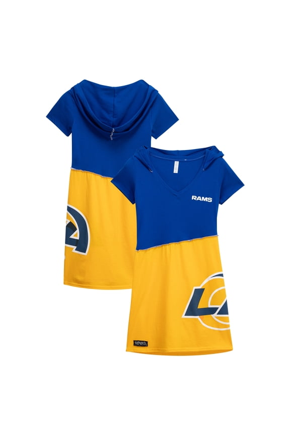 Women's Refried Apparel Royal/Gold Los Angeles Rams Sustainable Hooded Mini Dress