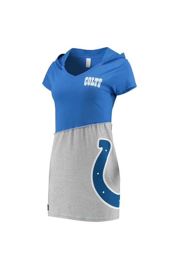 Women's Refried Apparel Royal/Gray Indianapolis Colts Sustainable Hooded Mini Dress