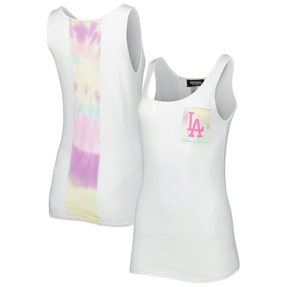 Women's Refried Apparel White Los Angeles Dodgers Tie-Dye Tank Top