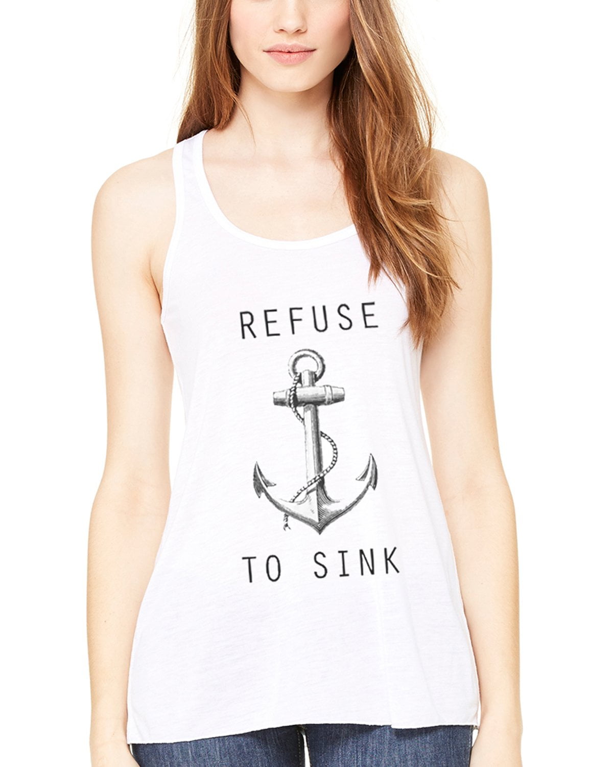 Women's Refuse To Sink Printed Flowy Racerback Tank Top