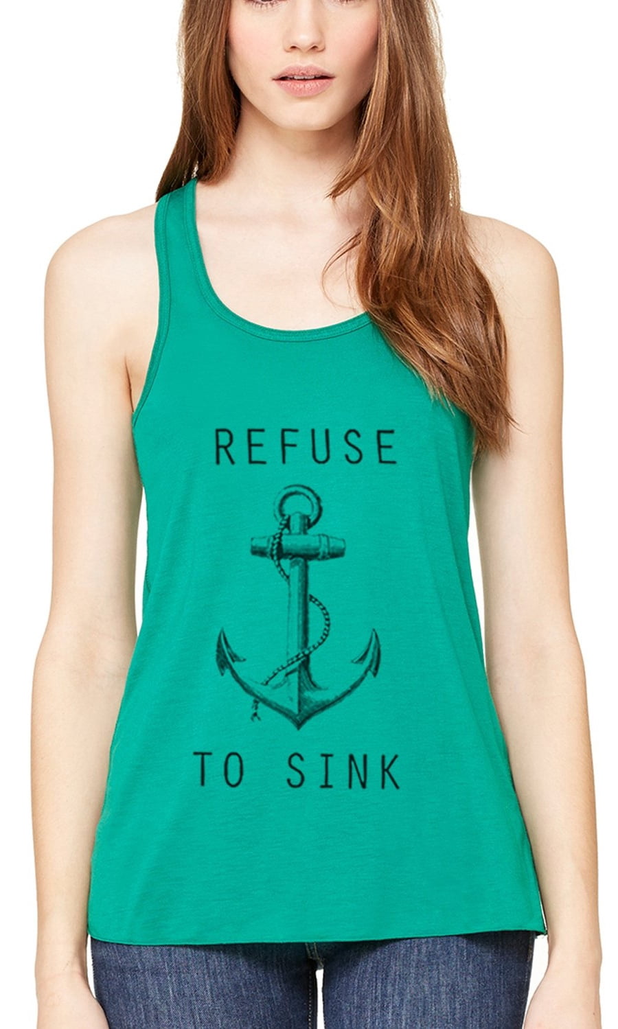Women's Refuse To Sink Printed Flowy Racerback Tank Top