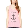 thumbnail image 1 of Women's Refuse To Sink Printed Flowy Racerback Tank Top, 1 of 1