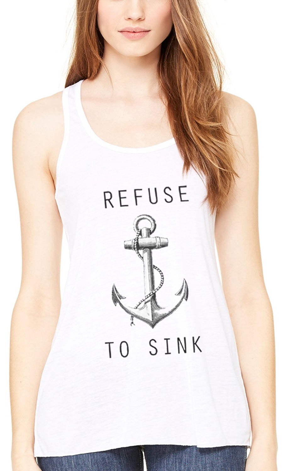 Women's Refuse To Sink Printed Flowy Racerback Tank Top