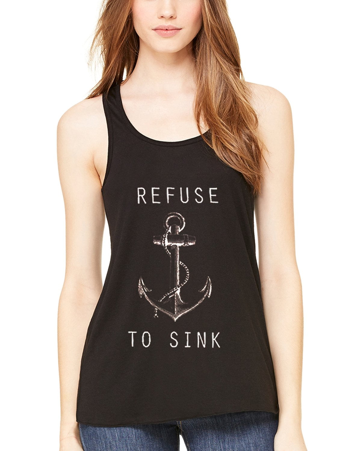 Women's Refuse To Sink Printed Flowy Racerback Tank Top