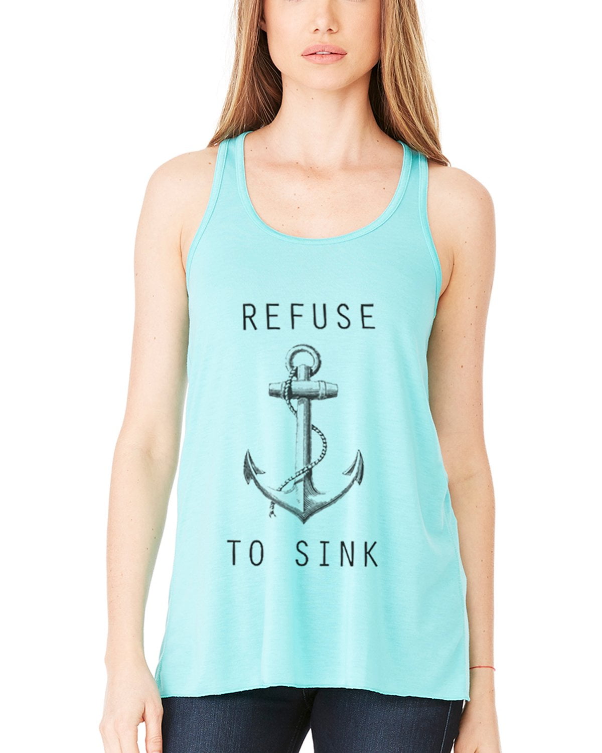 Women's Refuse To Sink Printed Flowy Racerback Tank Top