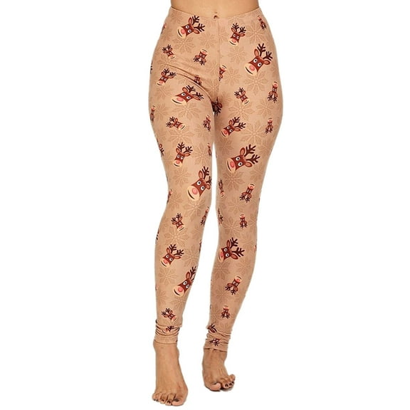 Women's Regular Christmas Deer Pattern Printed Leggings