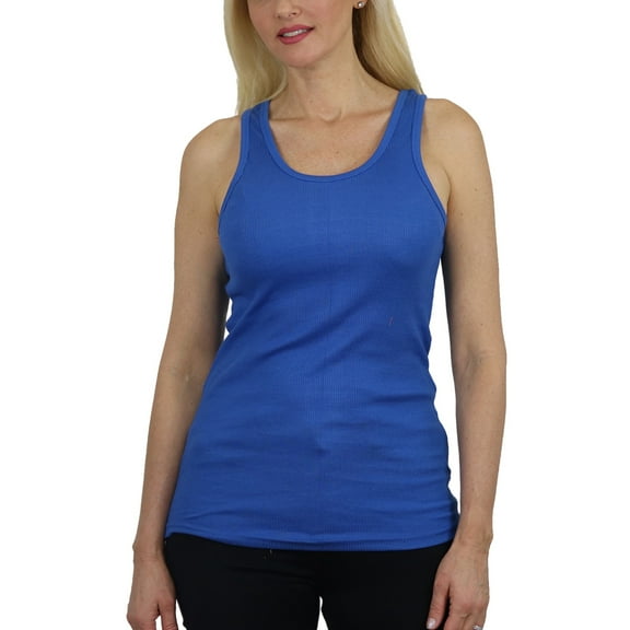 Women's Regular Fit Cotton Blend Ribbed Tank Tops - Soft Breathable, Gym & Lounge Wear (M-2XL)