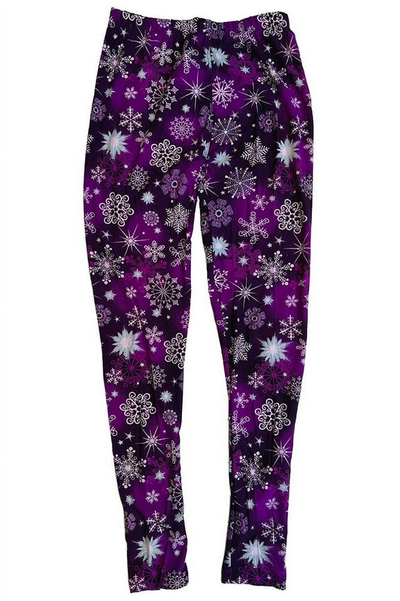Women's Regular Purple Snowflake Pattern Printed Leggings