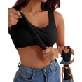 thumbnail image 1 of Women's Regular Size Vest with Built-In Bra, Featuring Comfortable And Breathable Shaping Tops That Can Be Worn As Outerwear And Underwear With Wider Strap Black L, 1 of 8