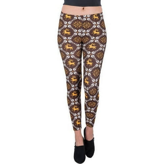 Women's Reindeer Design Full Length Stretchy Leggings