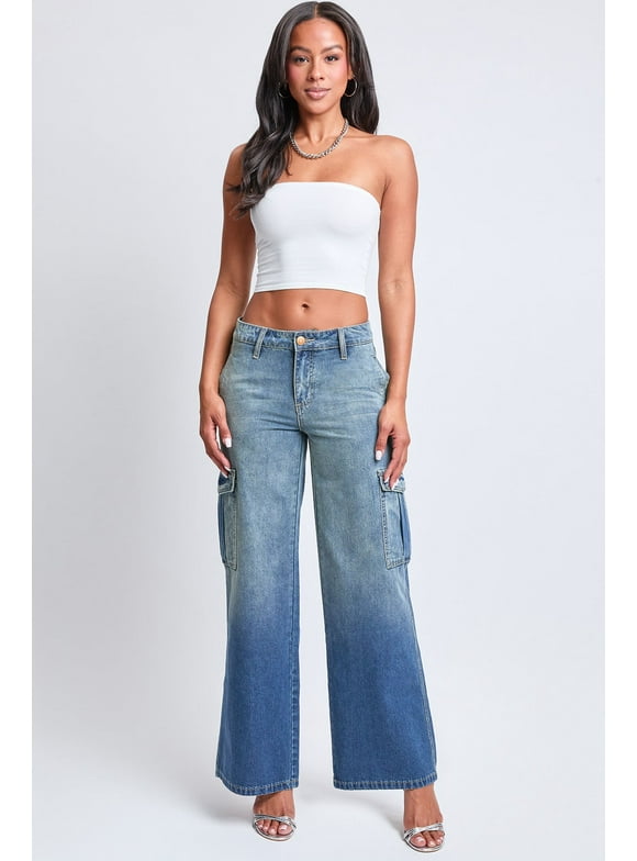 Women's Relax Fit Cargo Wide Leg Jeans